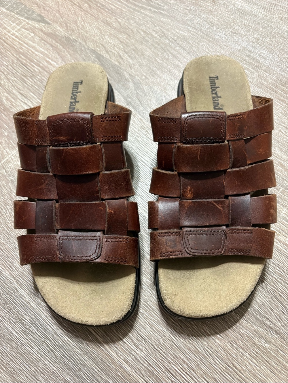 Timberland Brown Leather Slides Sandals Sz 7.5 M